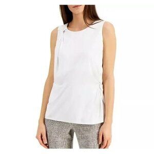 Alfani Womens Knit Top Brilliant Ruched Twist Front Solid White Size X Large